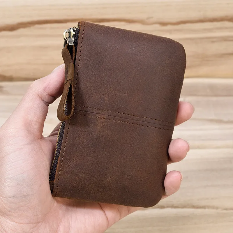 Mini Short  Genuine Leather Zipper Coin Wallet