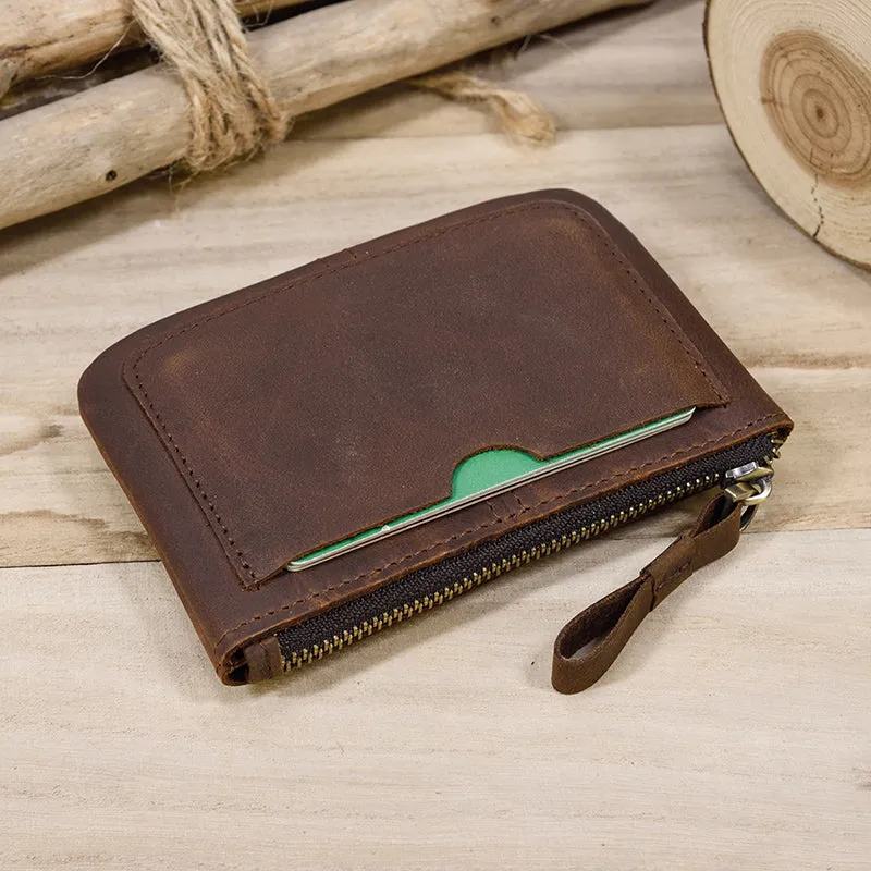 Mini Short  Genuine Leather Zipper Coin Wallet