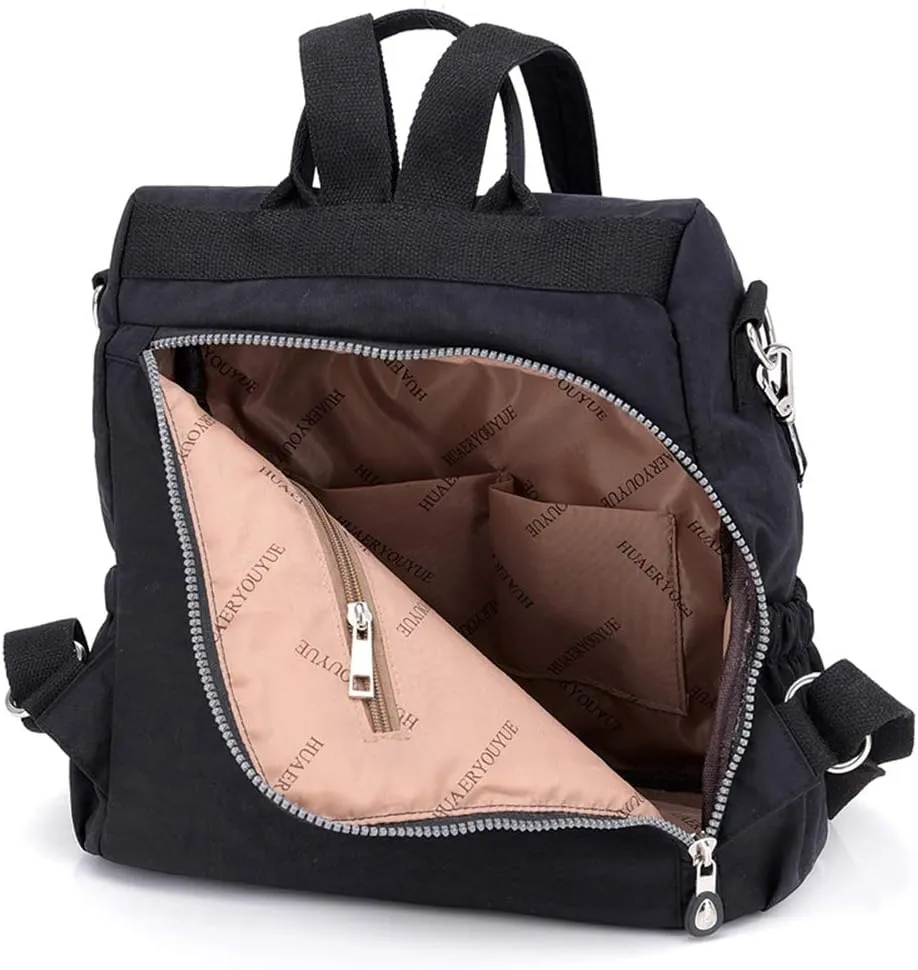 MINTEGRA Women Shoulder Backpack Multi-Pocket Nylon Purse Large Capacity Waterproof Casual Daypack