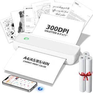 MinZhi Portable Thermal Printer,Wireless Printer Supports 8.5" X 11"US Letter&Legal,A4&A5 Paper,Bluetooth Inkless Travel Printer Compatible with Android iOS & Laptop for Office Travel Home