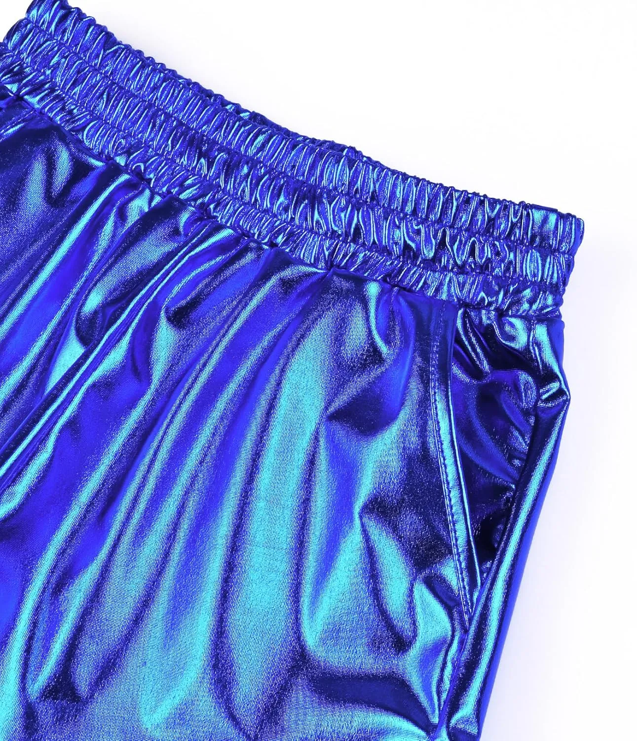 Mirawise Girls Metallic Shorts Shiny Hot Pants Sparkly Dance Outfits Short Pants with Sunglasses