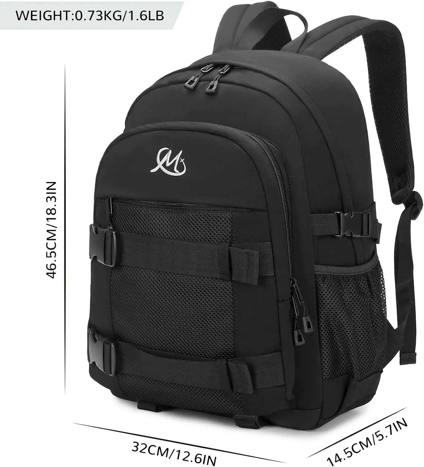 MIRLEWAIY Classical Casual Large Daypack Black Travel Laptop Backpack School Bookbag Work Bag For College student water-resistent Multiple Pockets, Black