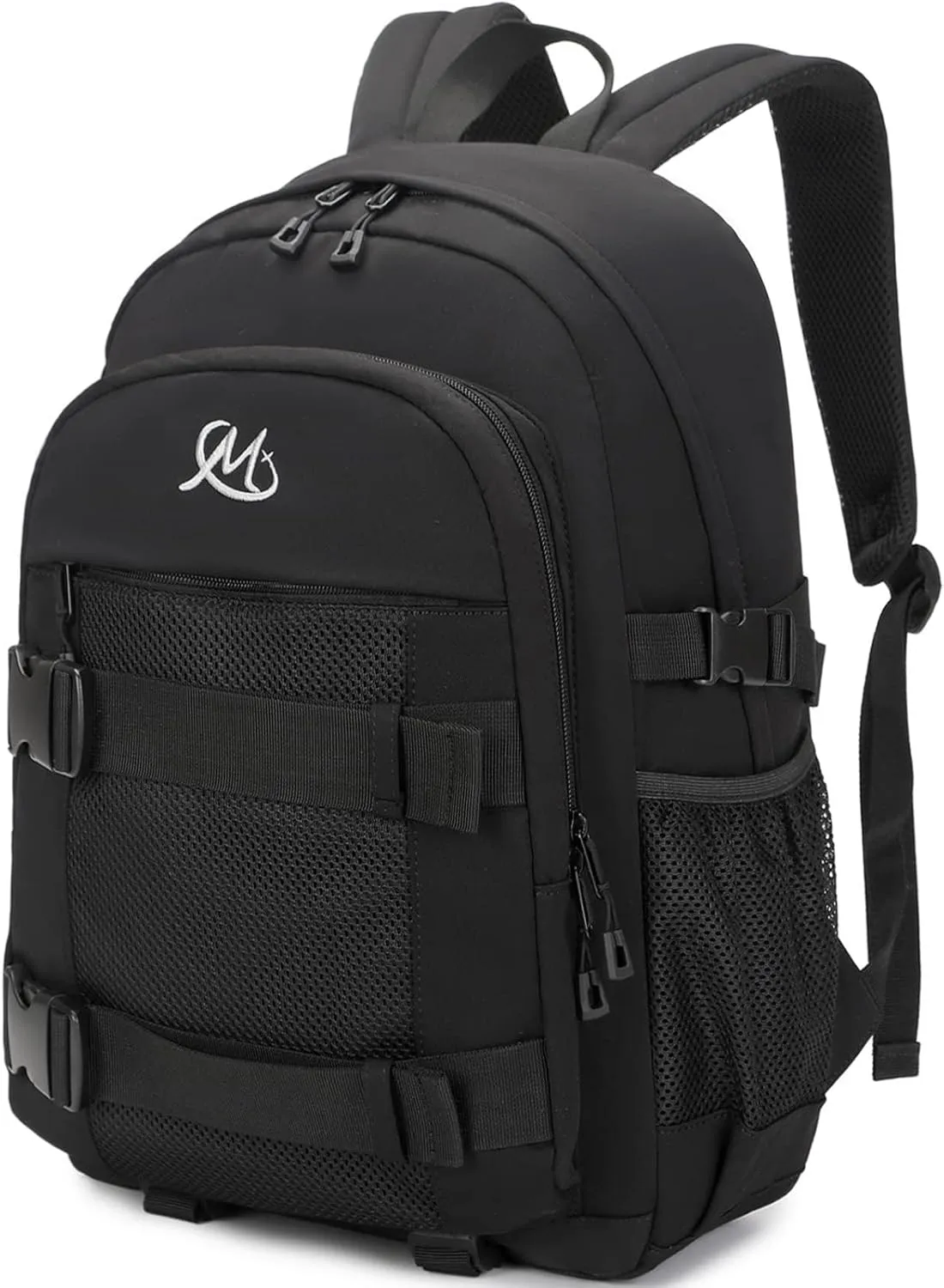 MIRLEWAIY Classical Casual Large Daypack Black Travel Laptop Backpack School Bookbag Work Bag For College student water-resistent Multiple Pockets, Black