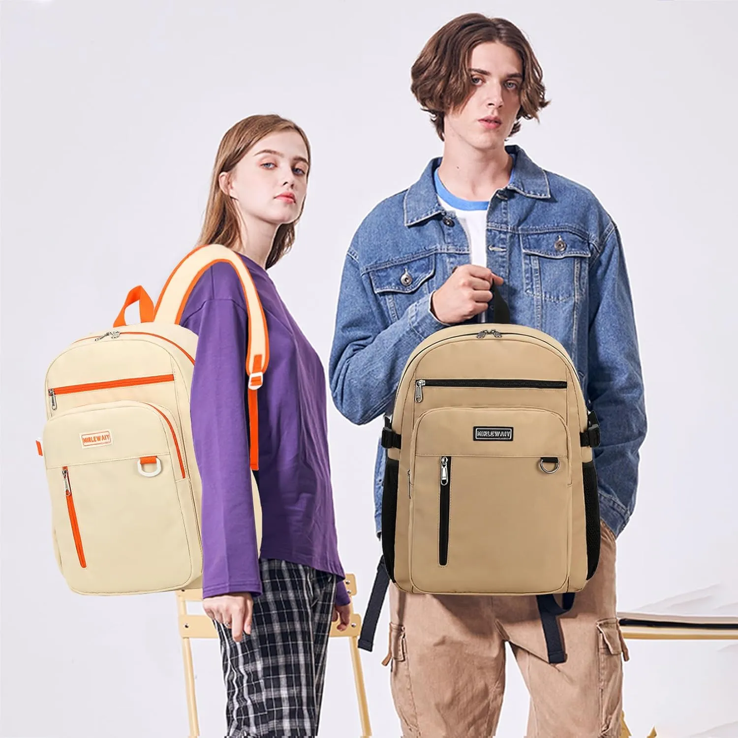 MIRLEWAIY Classical School Backpack Lightweight Bookbag Casual Daypack Travel Work Bag For Teenagers College Girls boys