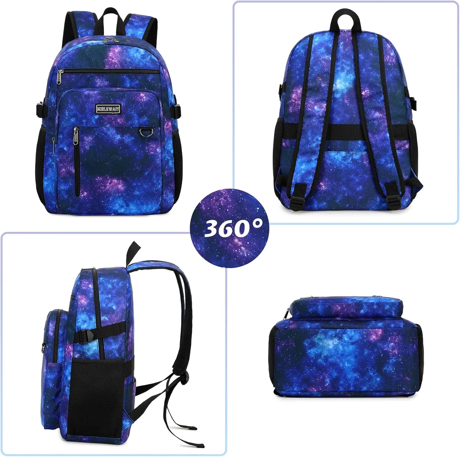 MIRLEWAIY Classical School Backpack Lightweight Bookbag Casual Daypack Travel Work Bag For Teenagers College Girls boys