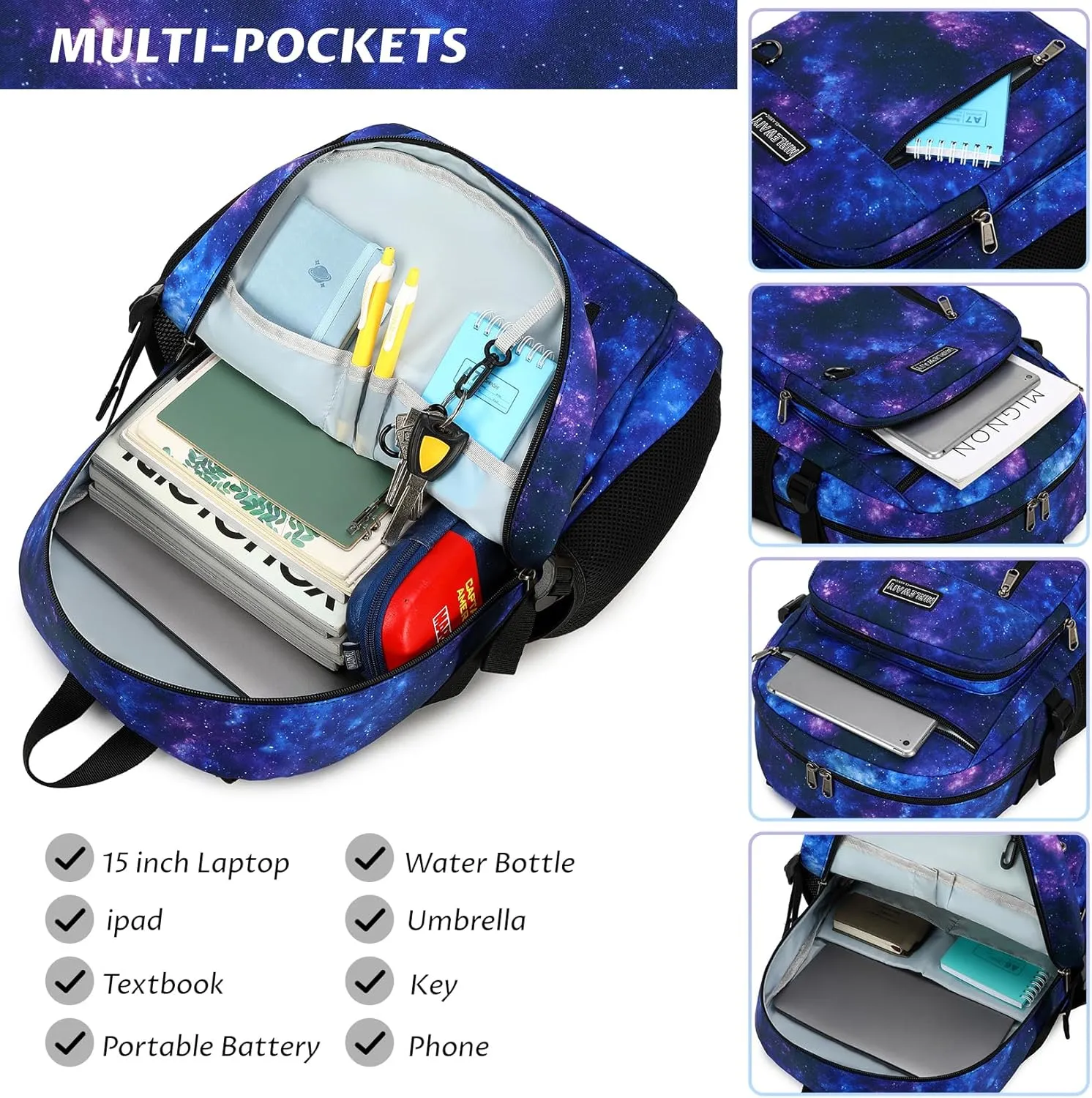 MIRLEWAIY Classical School Backpack Lightweight Bookbag Casual Daypack Travel Work Bag For Teenagers College Girls boys