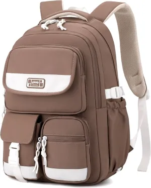 MITOWERMI Girls Backpack Kids Backpack for Boys Multi-Pocket Elementary Middle School Bag Students Bookbags for Boys Teens Casual Daypack Brown