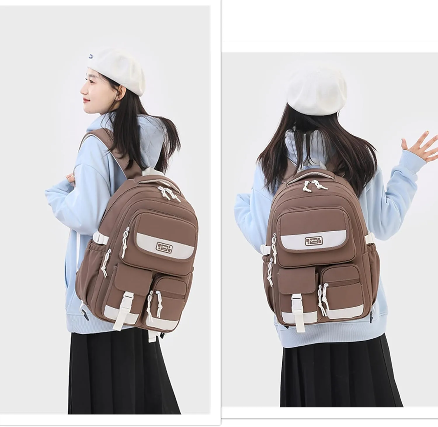 MITOWERMI Girls Backpack Kids Backpack for Boys Multi-Pocket Elementary Middle School Bag Students Bookbags for Boys Teens Casual Daypack Brown