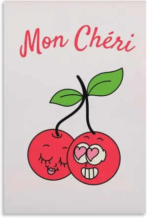 MiuxE Mon Cheri Poster Cherry Wall Art Cherry Decoration Cute Fruit Art Romantic Couple Bedroom Decoration Canvas Wall Art Print Poster For Home School Office Decor 20x30inch(50x75cm), Unframe