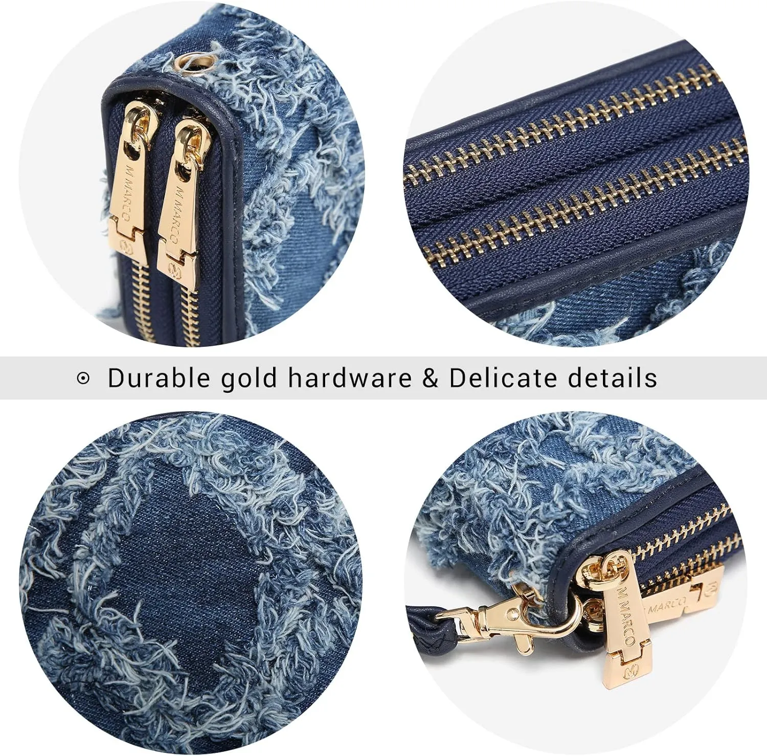 MKP COLLECTION Womens Fashion Double Zip Around Wallet Long Purse Credit Card Holder Bifold Ladies Cluth Wristlet Wrist Strap