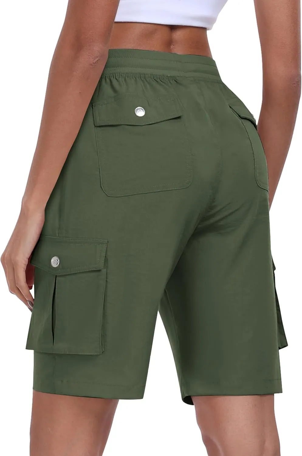 MoFiz Women's 10" Hiking Cargo Shorts 6 Pockets Lightweight Quick Dry Outdoor Running Athletic Short Summer Travel Loose