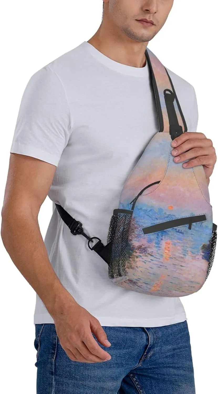 Monet Impressionism Sling Backpack Chest Bag Crossbody Shoulder Bag Gym Cycling Travel Hiking Daypack For Men Women