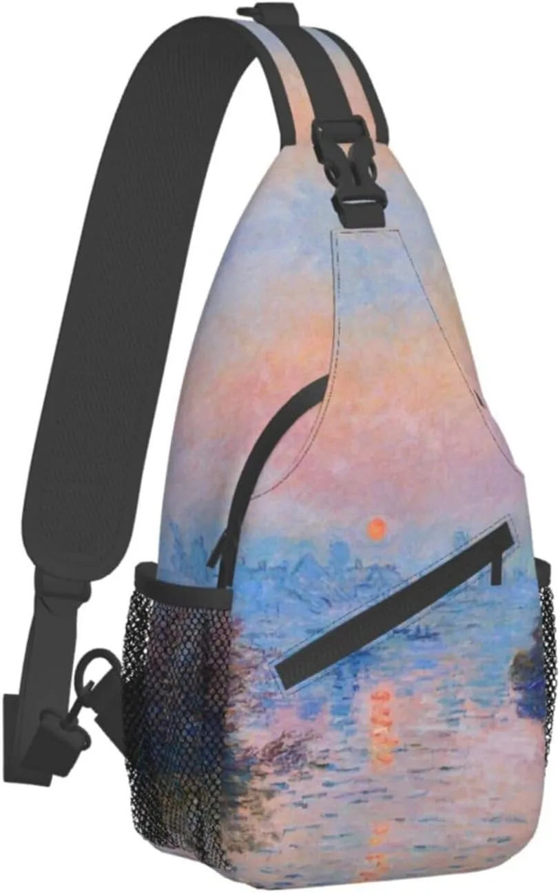Monet Impressionism Sling Backpack Chest Bag Crossbody Shoulder Bag Gym Cycling Travel Hiking Daypack For Men Women