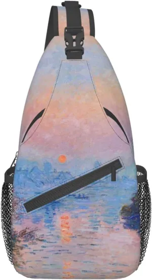 Monet Impressionism Sling Backpack Chest Bag Crossbody Shoulder Bag Gym Cycling Travel Hiking Daypack For Men Women