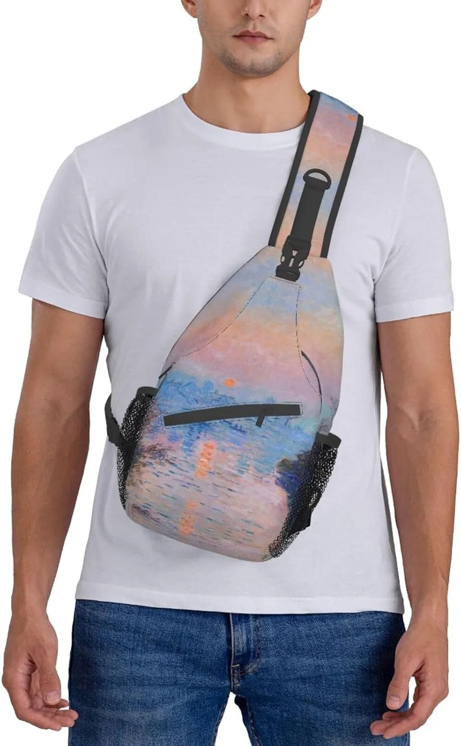 Monet Impressionism Sling Backpack Chest Bag Crossbody Shoulder Bag Gym Cycling Travel Hiking Daypack For Men Women