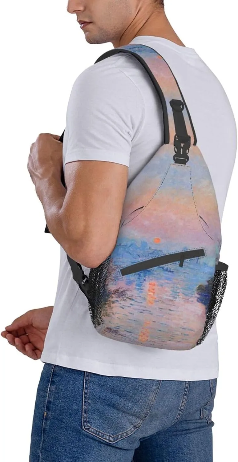 Monet Impressionism Sling Backpack Chest Bag Crossbody Shoulder Bag Gym Cycling Travel Hiking Daypack For Men Women