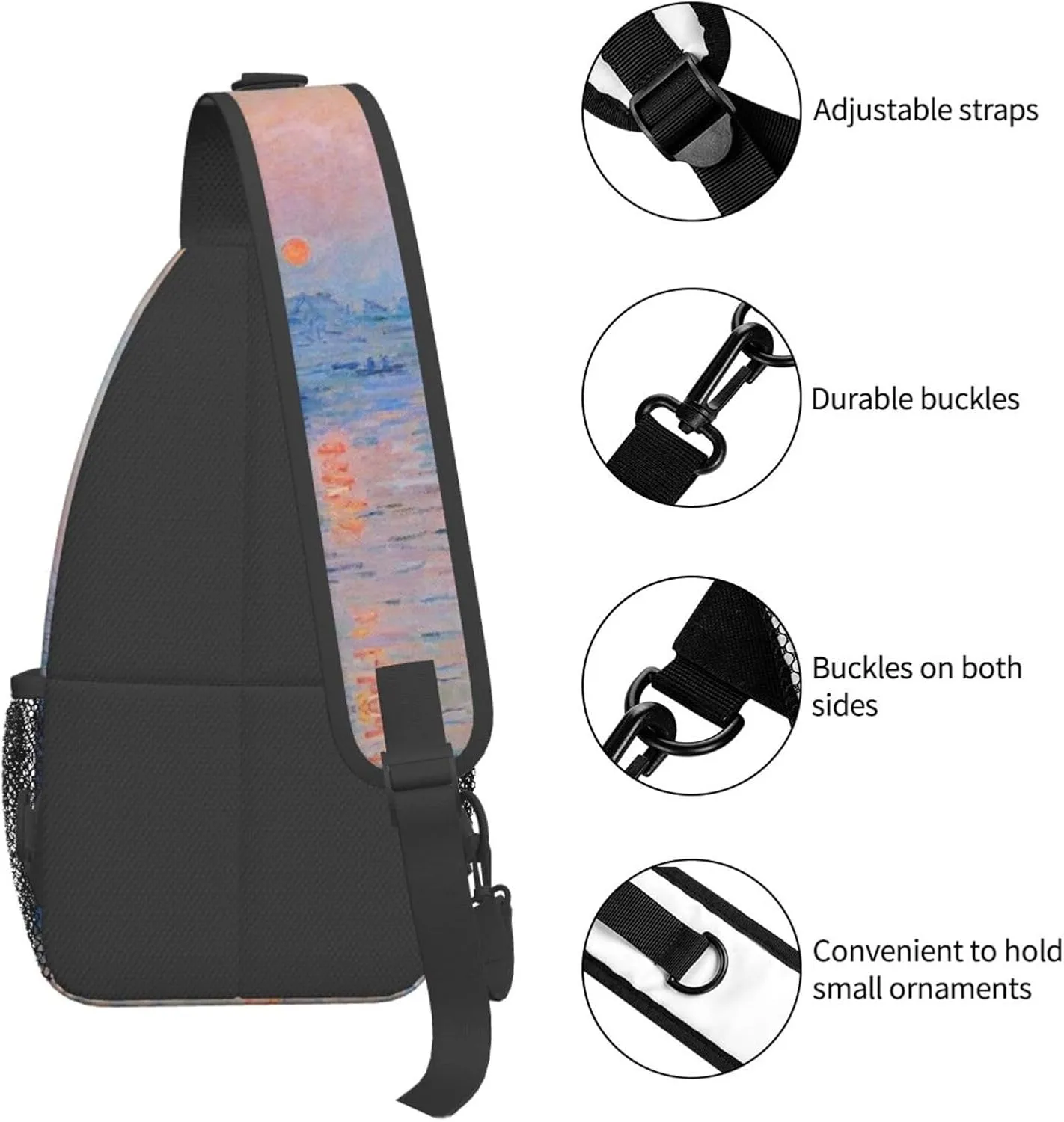 Monet Impressionism Sling Backpack Chest Bag Crossbody Shoulder Bag Gym Cycling Travel Hiking Daypack For Men Women