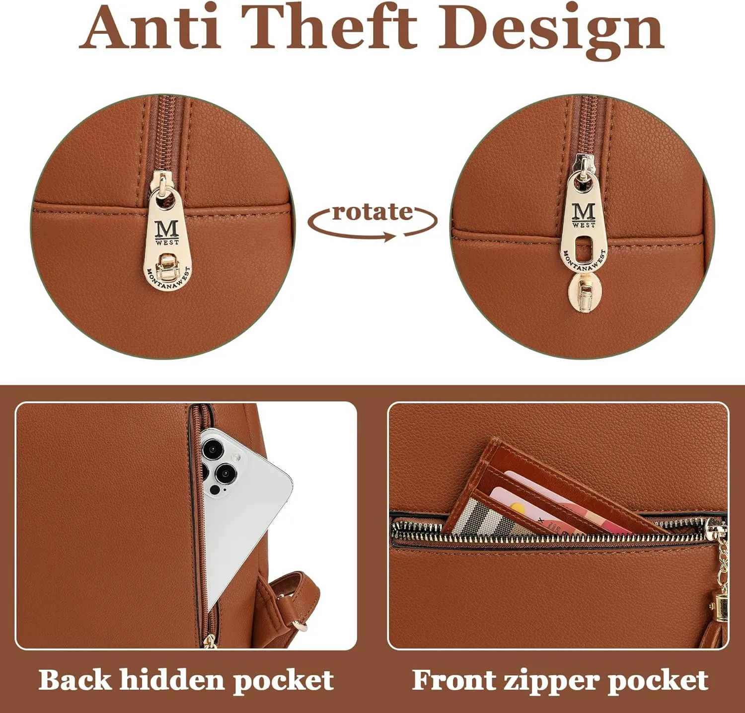 Montana West Medium Backpack Purse for Women Anti Theft Backpack with Secured Zipper & Tassel