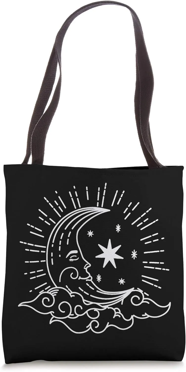 Moon Stars Minimalist Modern Art Tote Bag