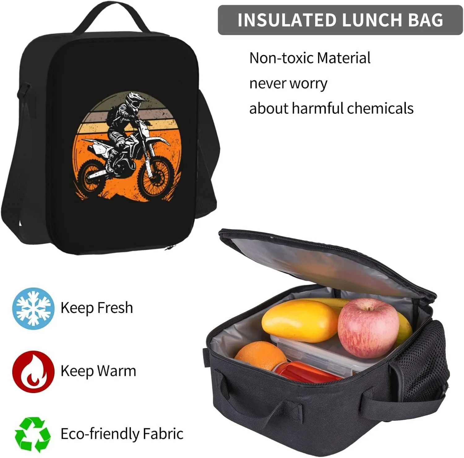 Motocross Adventure Of The Road Motorcycle Multifunctional Pocket Backpack Crossbody Lunch Bag Pencil Case 3Pcs Set Large Capacity Backpack