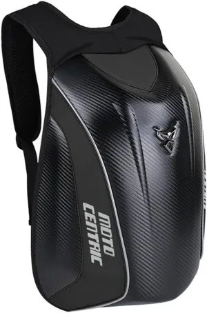 Motorcycle Backpack Waterproof Large Capacity Carbon Fiber Rider Backpack Hard Shell Reflective Motorbike Travel Suitcase Light Version (Black)
