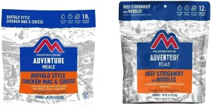 Mountain House Buffalo Style Chicken Mac & Cheese (2 Servings) and Beef Stroganoff with Noodles (2 Servings) | Freeze Dried Backpacking & Camping Food