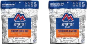 Mountain House Chicken Fried Rice (2 Servings) and Chicken Fajita Bowl (2 Servings) | Freeze Dried Backpacking & Camping Food Bundle | Gluten-Free