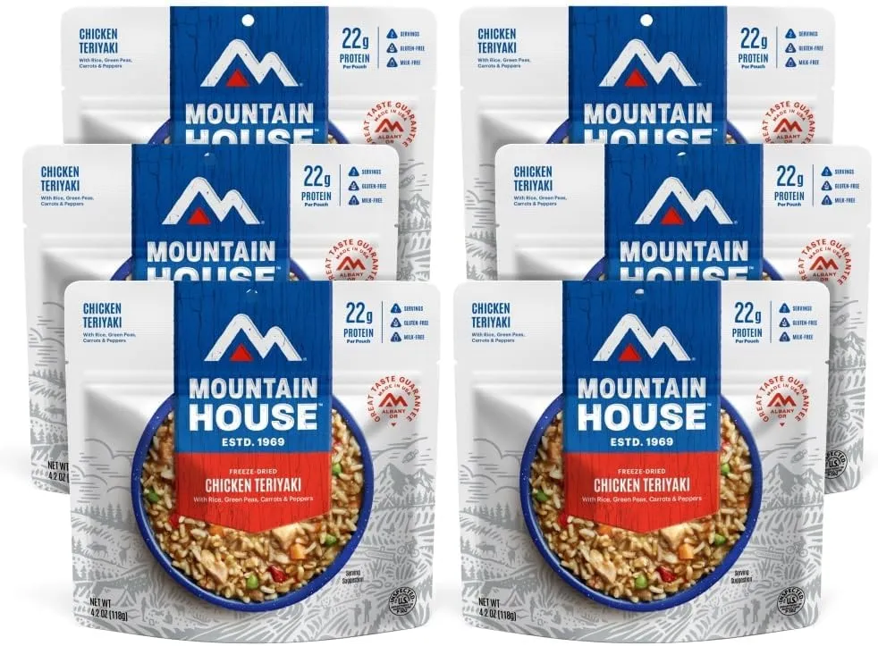 Mountain House Chicken Teriyaki with Rice | Freeze Dried Backpacking & Camping Food | 6-Pack | Gluten-Free