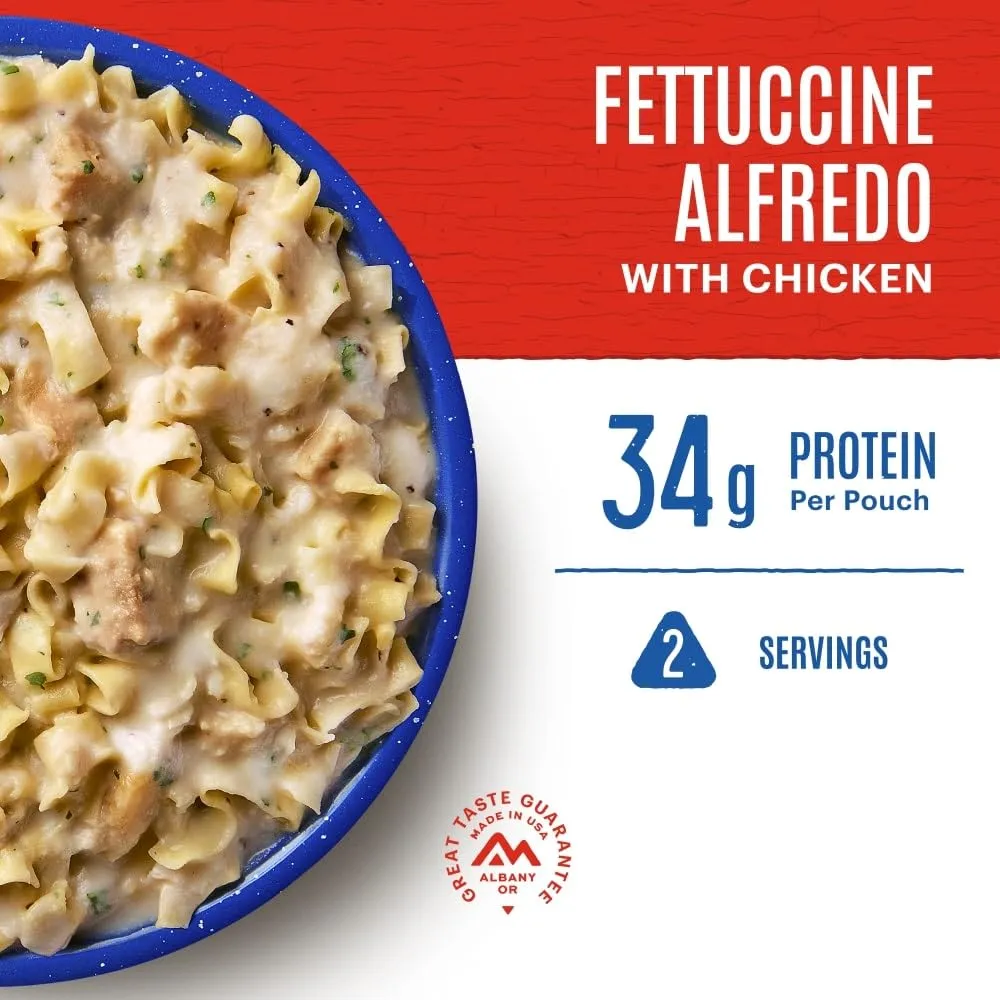 Mountain House Fettuccine Alfredo with Chicken | Freeze Dried Backpacking & Camping Food | 6-Pack