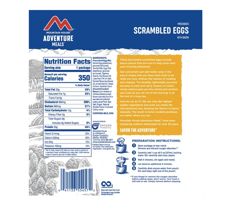 Mountain House Scrambled Eggs with Bacon (Gluten-Free) - Pouch