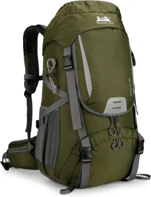 Mountain Land 40L Camping Hiking Backpack with Waterproof Rain Cover Backpacking for Treeking Outdoor Travel Pack Army Green