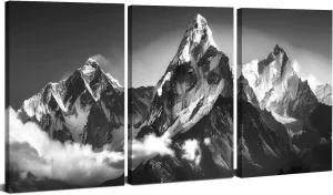 Mountain Wall Decor Black and White Wall Art for Living Room Snow Mountain Pictures Wall Decor Nature Landscape Canvas Photo Prints Minimalism Scenery Painting for Bedroom Home Decorations 12x16" 3Pcs