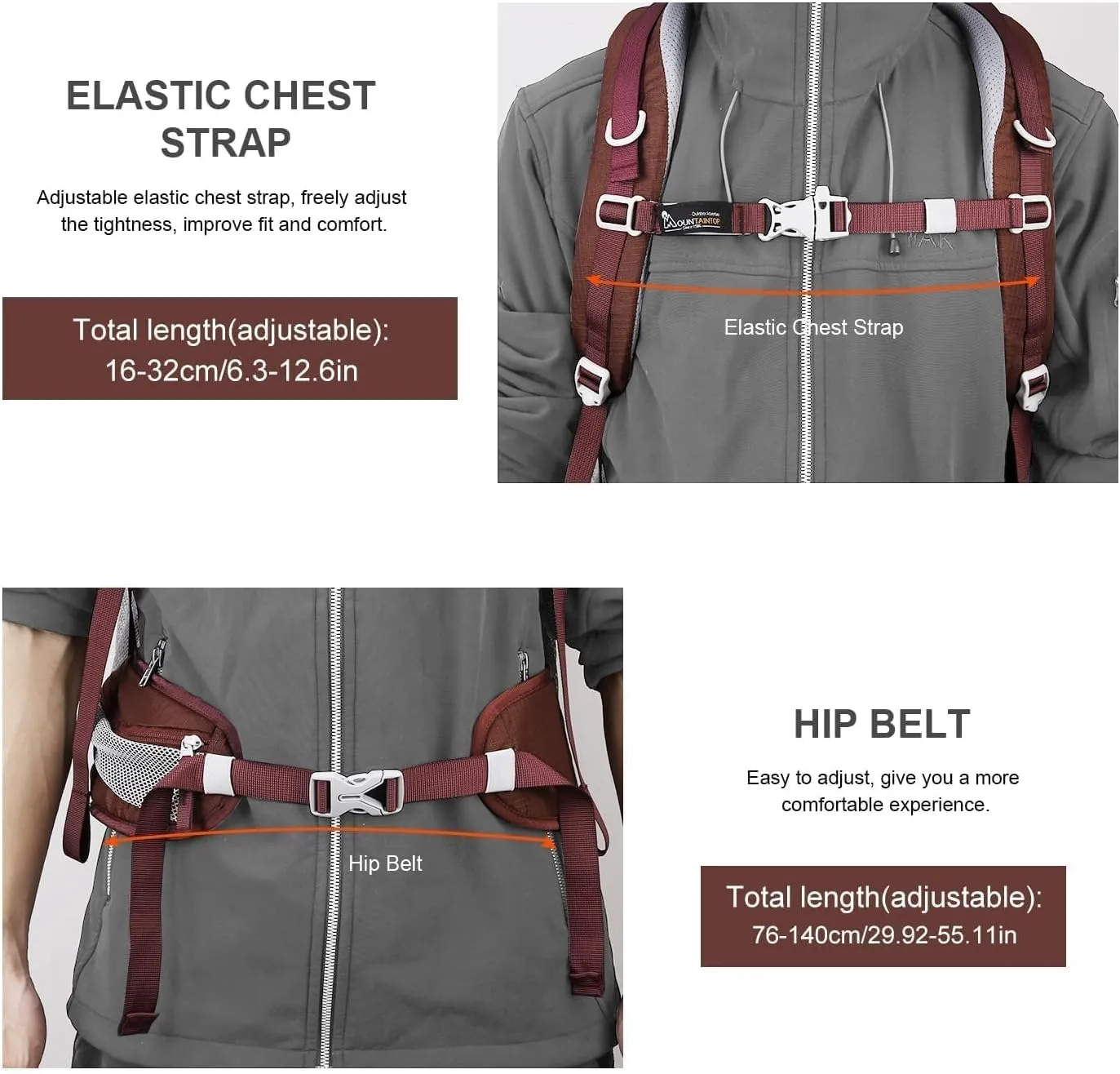 MOUNTAINTOP 40L Hiking Backpack,Lightweight Travel Backpack for Men Women Outdoor Backpacking, Camping