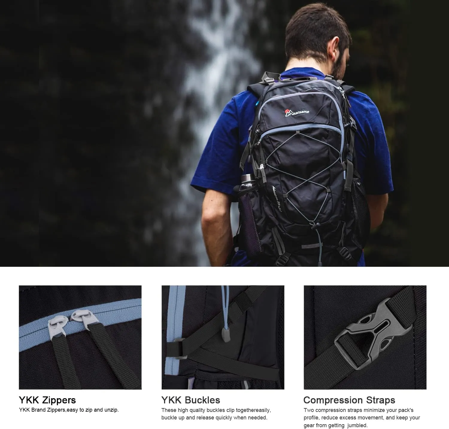 MOUNTAINTOP 40L Hiking Backpack,Lightweight Travel Backpack for Men Women Outdoor Backpacking, Camping