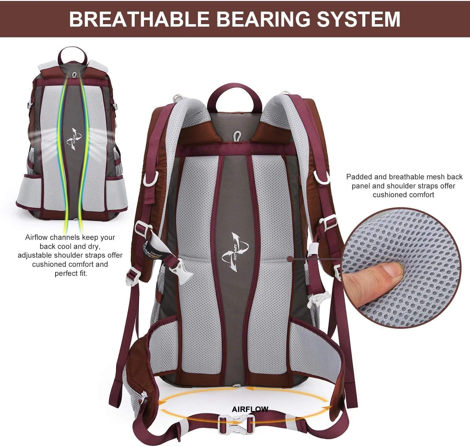 MOUNTAINTOP 40L Hiking Backpack,Lightweight Travel Backpack for Men Women Outdoor Backpacking, Camping