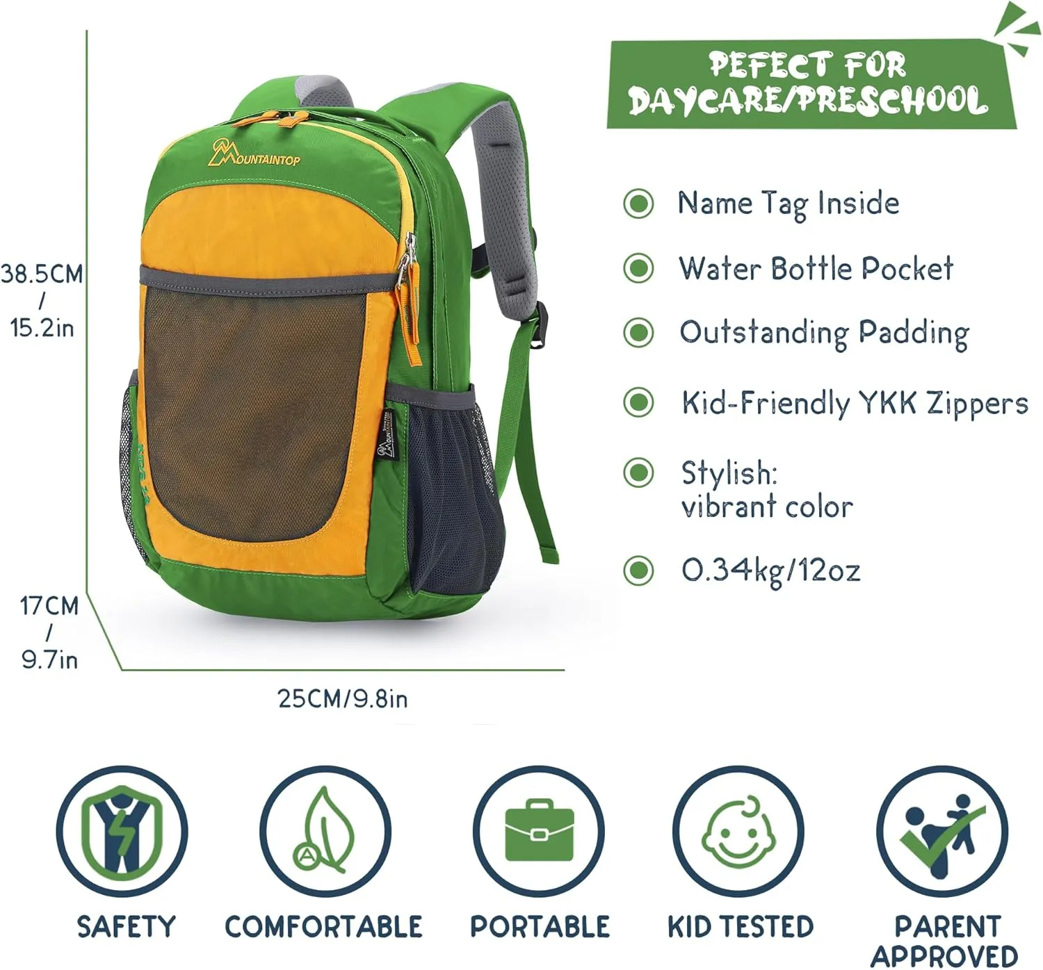 MOUNTAINTOP 8L Kids Backpack for Boys Girls Kindergarten Preschool Children Daypack