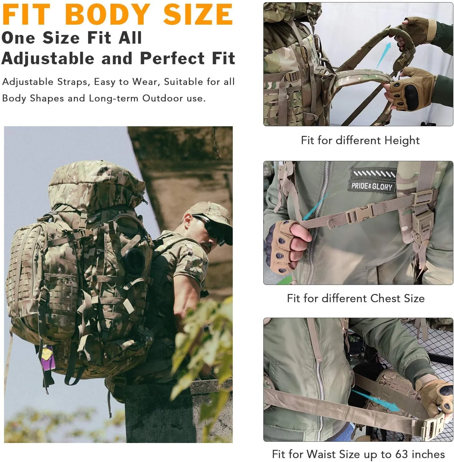 MT Military Army Large Rucksack with Detacheable Assault Backpack Hydration Pack Shoulder Straps and Waist Belt Metal Frame