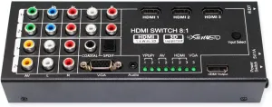 Multi-Functional HDMI Converter with 8 Inputs (VGA   AV   Ypbpr Component   HDMI) to One HDMI Output,COAXIAL Output,SPDIF Output Supports HDMI v1.4 3D