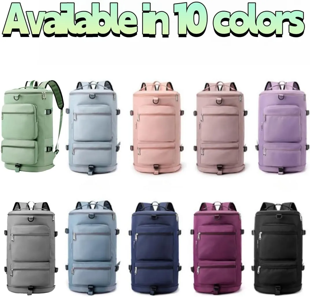 Multi-functional Sports Duffel with Dry-Wet Separation,Travel Backpack with Triple Carry Options (Deep Purple)