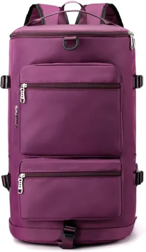 Multi-functional Sports Duffel with Dry-Wet Separation,Travel Backpack with Triple Carry Options (Deep Purple)