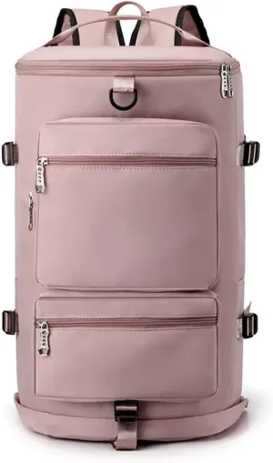 Multi-functional Sports Duffel with Dry-Wet Separation,Travel Backpack with Triple Carry Options (Flower-Pink)