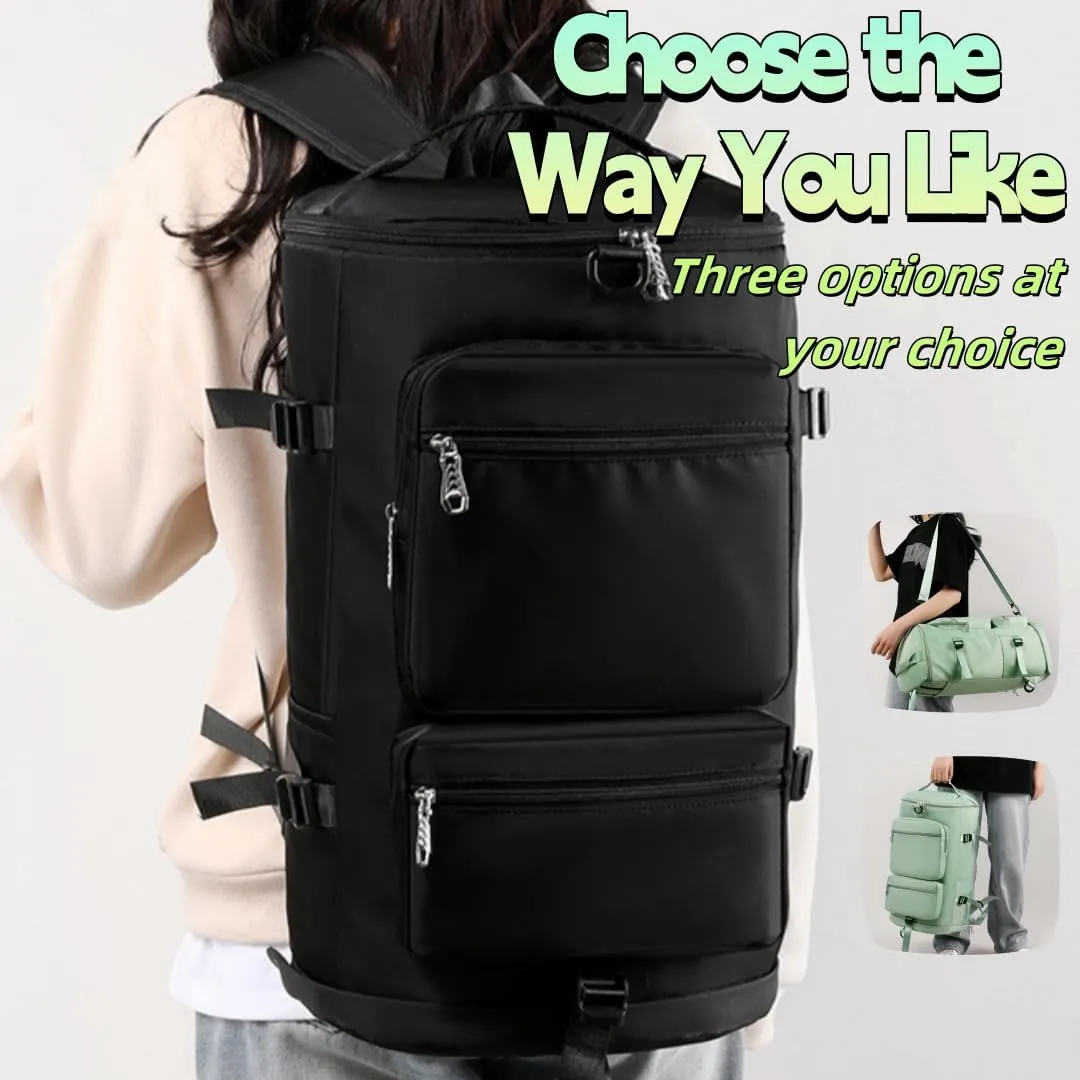 Multi-functional Sports Duffel with Dry-Wet Separation,Travel Backpack with Triple Carry Options (Flower-Pink)