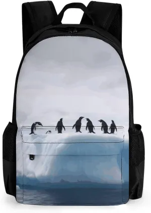 Multifunctional Printed Travel Backpack for Men And Women Large Capacity Penguins on The Iceberg Camping Carry-On Bag Lightweight And Fashionable Laptop Backpack
