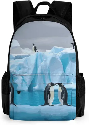 Multifunctional Printed Travel Backpack for Men And Women Large Capacity Penguins On The Iceberg Camping Carry-On Bag Lightweight And Fashionable Laptop Backpack