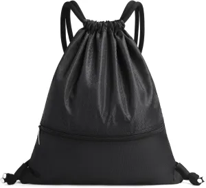 Multifunctional Waterproof Drawstring Sports Backpack - Large Capacity Lightweight Gym Bag, Unisex Fashion Travel Bag for Fitness, Swimming, Outdoor Activities, Black