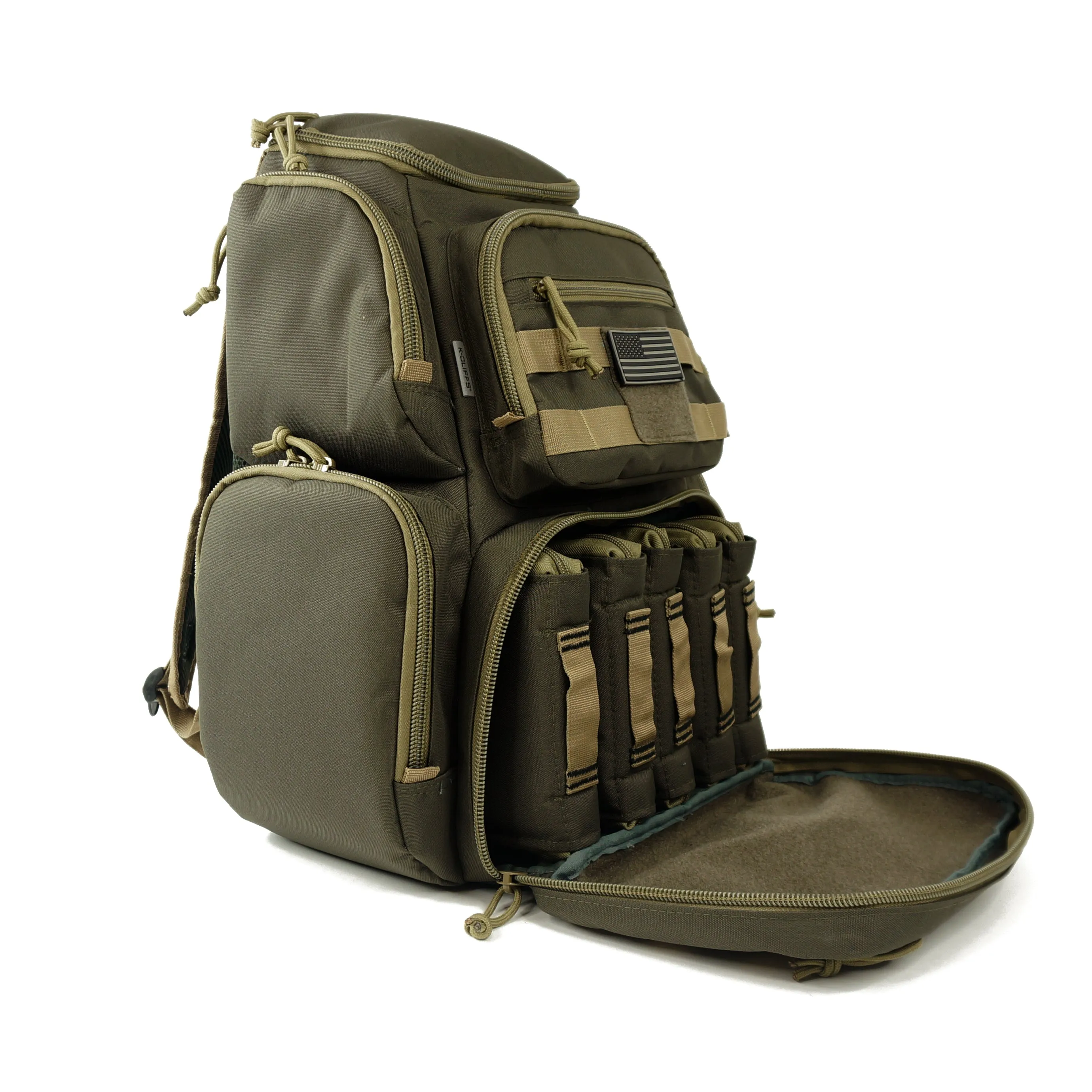 Multiple compartments Tactical Lockable Range Backpack with Free USA Patch and rain cover
