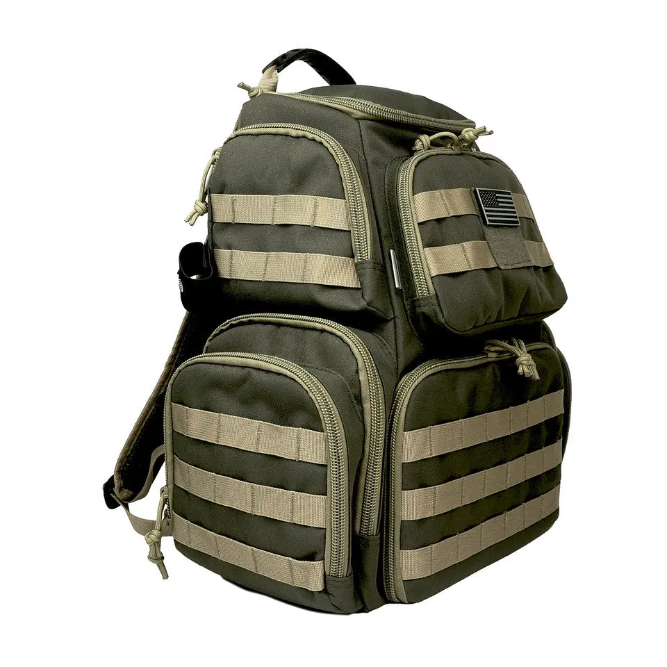 Multiple compartments Tactical Lockable Range Backpack with Free USA Patch and rain cover