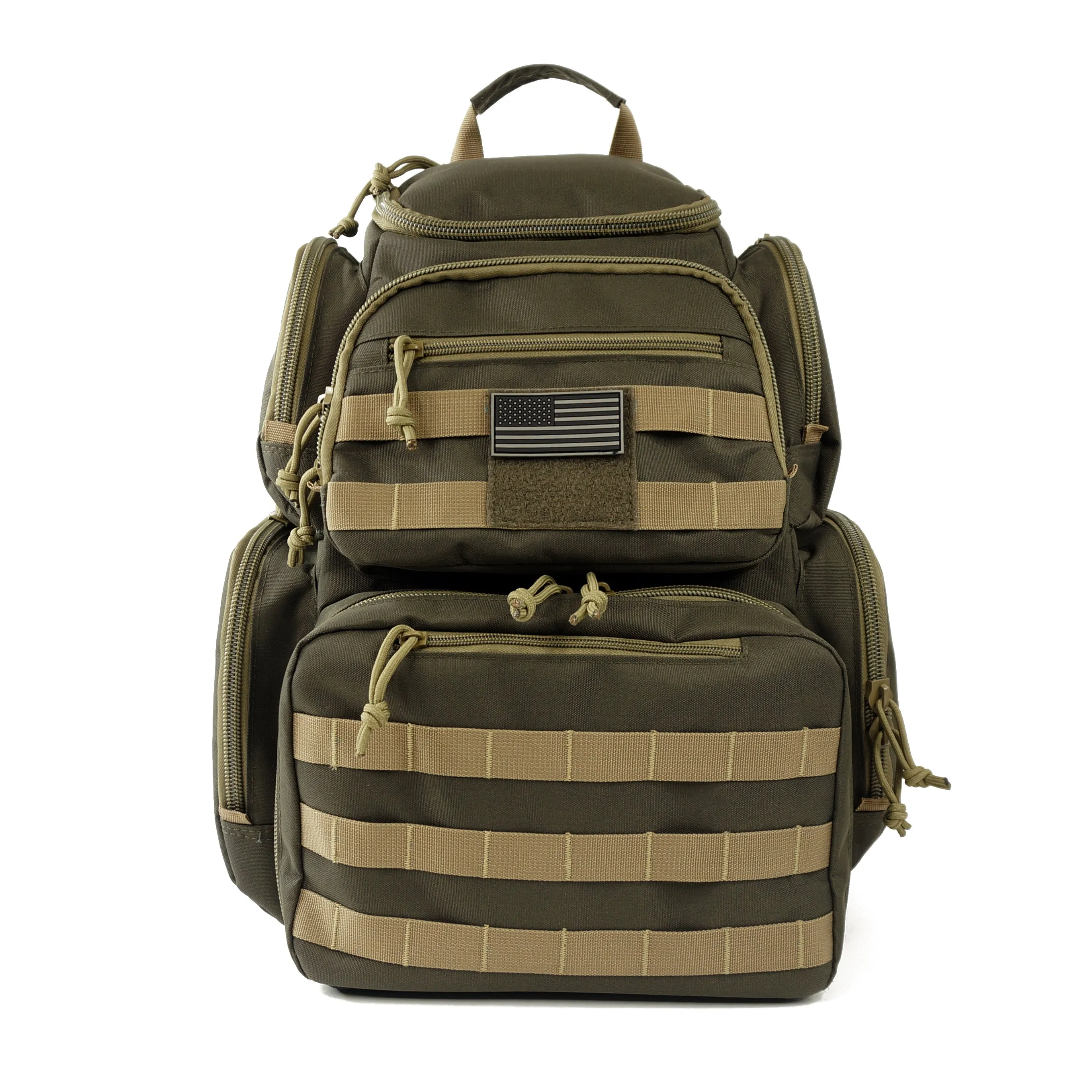 Multiple compartments Tactical Lockable Range Backpack with Free USA Patch and rain cover