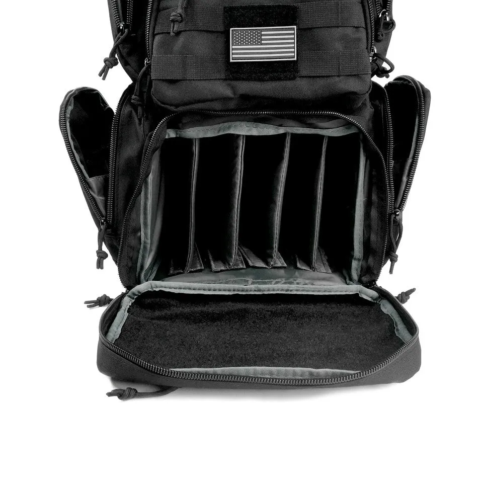 Multiple compartments Tactical Lockable Range Backpack with Free USA Patch and rain cover