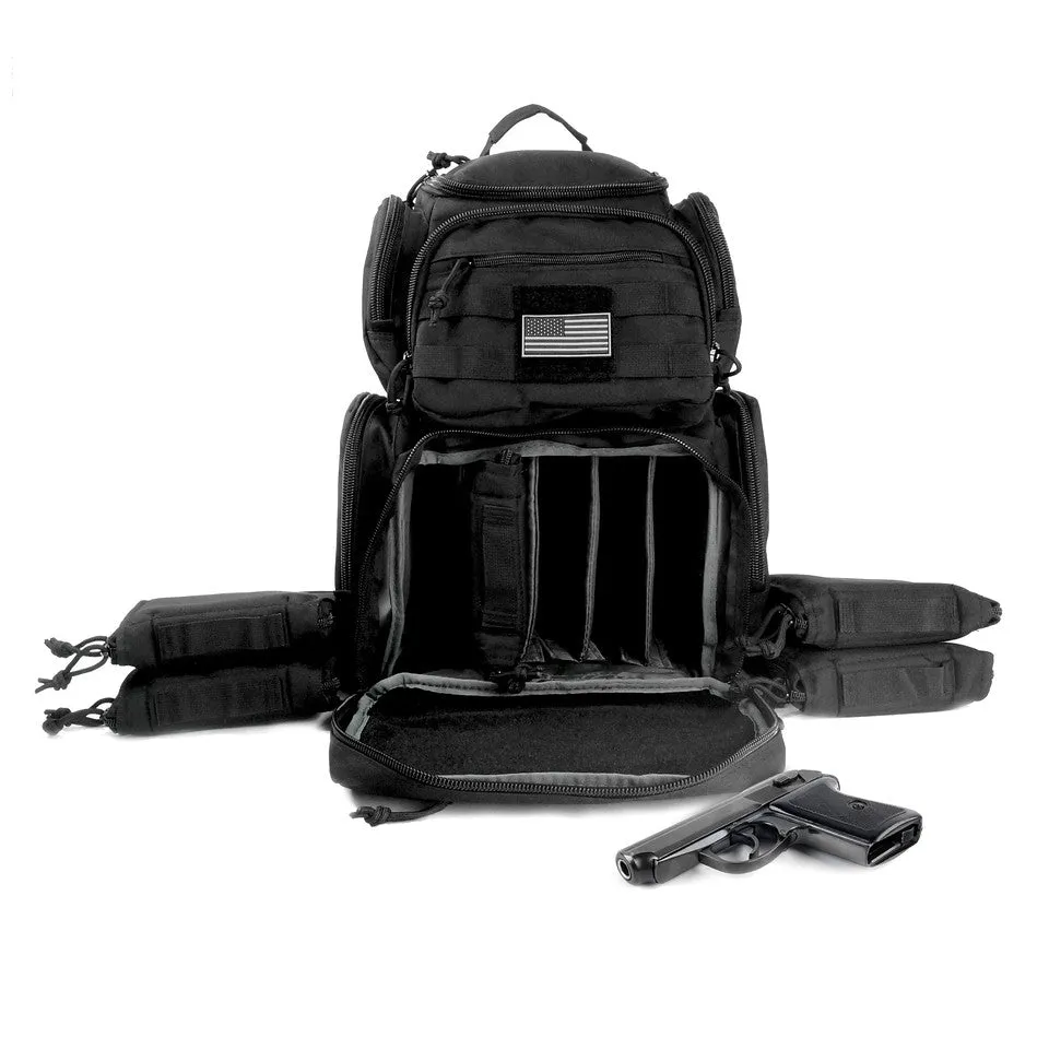 Multiple compartments Tactical Lockable Range Backpack with Free USA Patch and rain cover